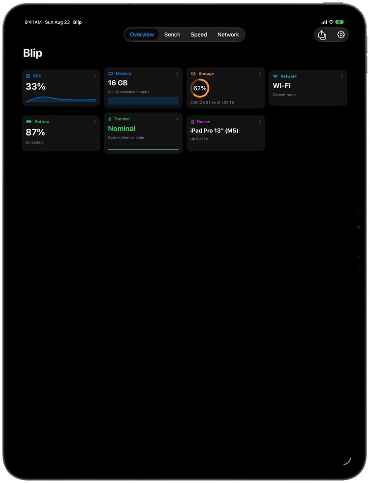 Blip for iPad — device overview